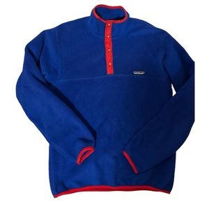 Rare Vtg 80s Patagonia Pre- Synchilla Snap-T Fleece Blue/red Sz M